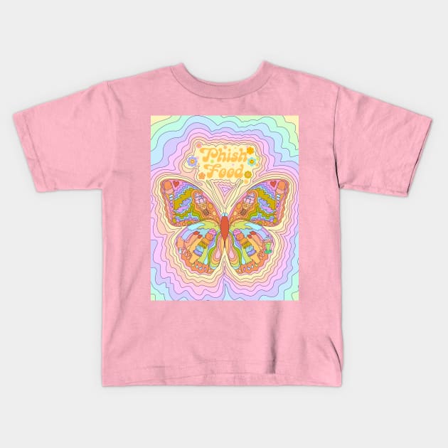 Phish Food - with background - 70s butterfly Kids T-Shirt by Deardarling